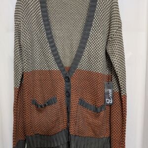 NWT MAK B by Mak Colorblock Knit Cardigan Sweater Medium